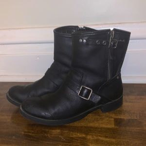 Nine West black leather moto boots size 9